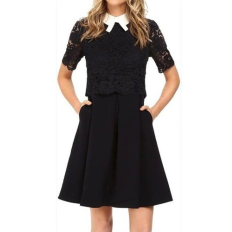 Ted Baker Dixxy Lace Bodice Double Layer Dress 4 Navy Cocktail Wedding Guest